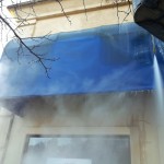 awning being power washed