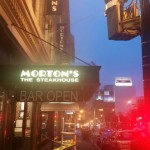 Morton's Steakhouse awning being washed